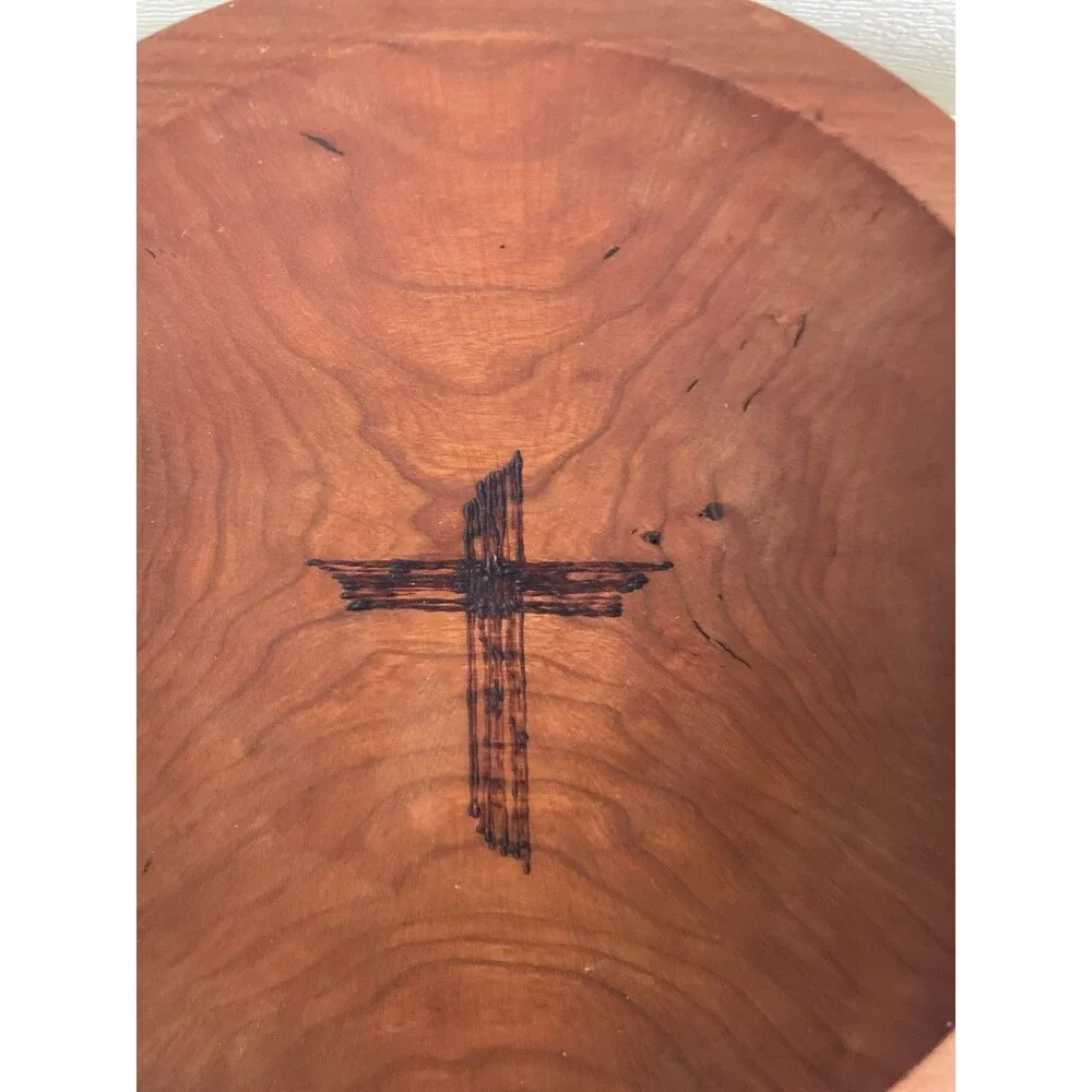 PrayerBowls Noah Large Handcrafted Wooden Prayer Bowl Cherry Wood 9.5
